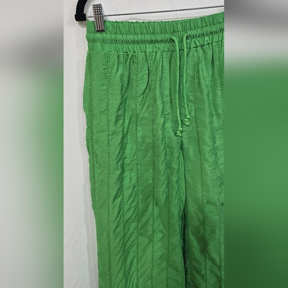 Jason Wu wide leg pants women S kelly green split hem lined pull on resort beach - Picture 3 of 8